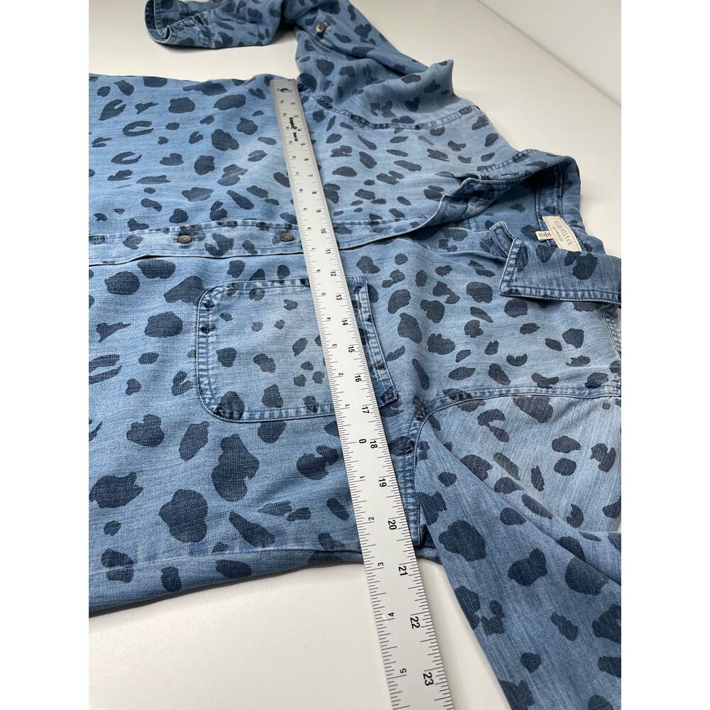Side Stitch Button-Down Shirt Animal Print Painted‎ Polka Dot Blue Women's XS - Picture 10 of 11